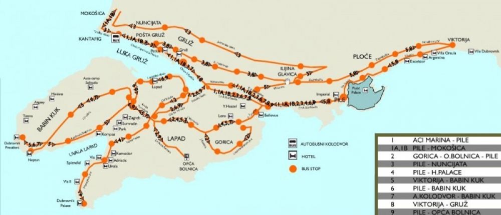 Dubrovnik bus route map